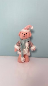 خرس دختر ایستاده کلاه صورتی پالتو پوش