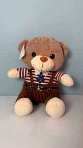 خرس قهوه ای لباس پیش بندی کراواتی 30 سانت